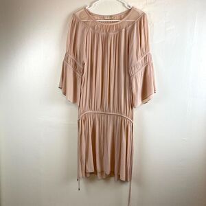 RAMY BROOK Silk Dress Sz M Pink Long Sleeve Romantic Flowy Sheer Coquette Boho